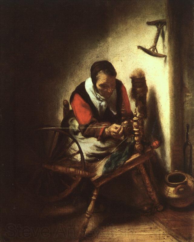 Nicolas Maes A Woman Spinning Norge oil painting art